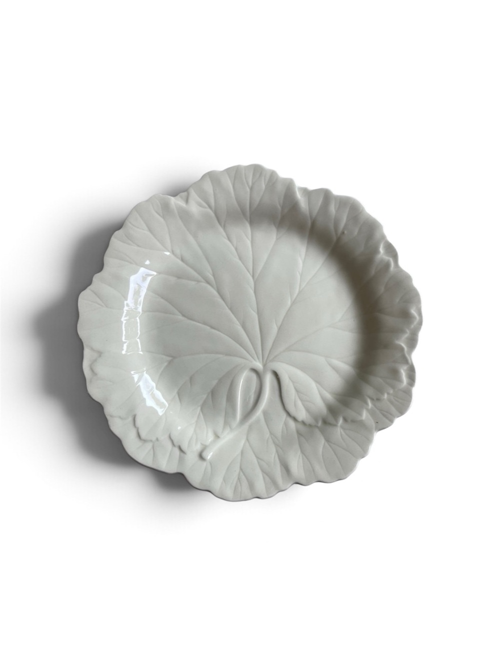 Wedgwood Cream Leaf Plate Embossed 8in England